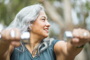 An older woman power training for muscle strength
