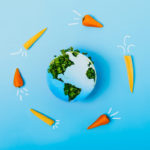 地球周围红萝卜图形说明了食物的碳足迹